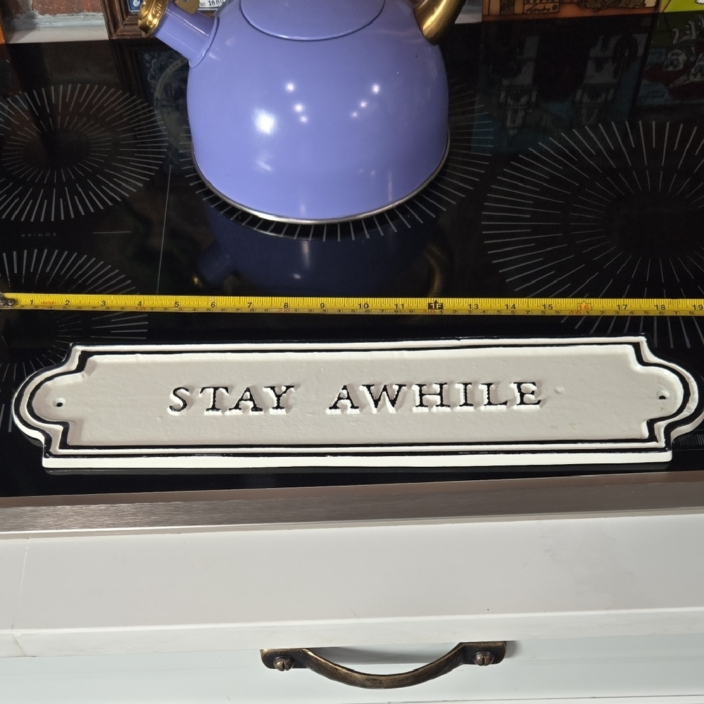 Hearth & Hand White "Stay Awhile" Decorative Sign